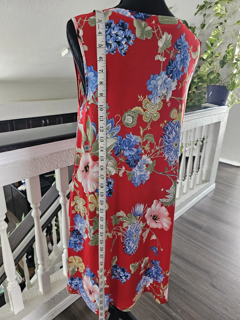 Apt. 9 Red Floral Sleeveless Midi Dress with Blue and Green Blooms - Picture 8 of 12